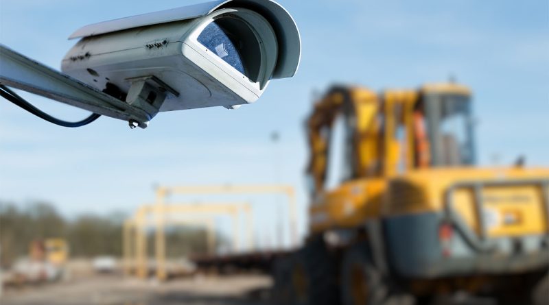 Image of a CCTV camera on a work site in front of a construction vehicle to support construction site theft article