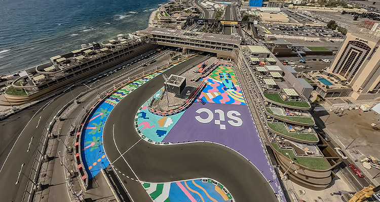 he Jeddah Corniche Circuit, a street circuit in Jeddah, Saudi Arabia. It is known for being one of the fastest street circuits in Formula 1 racing.
