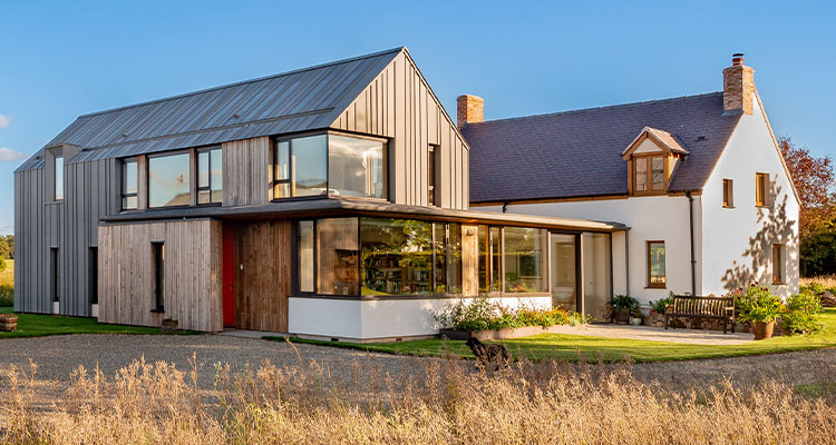 a modern timber-framed house