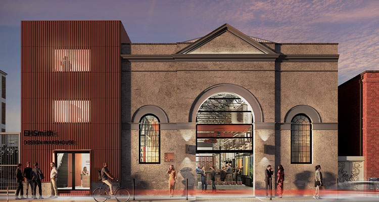 a rendering of the EH Smith Design Warehouse, a new facility being developed in Birmingham, UK