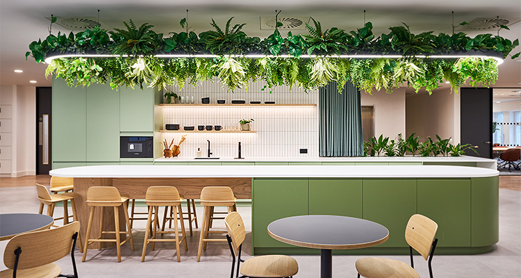 a break area or social hub on Level 4 of 7 Bishopsgate, London