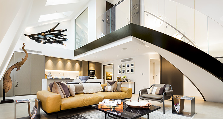 a luxury penthouse apartment in the Artisan development in Fitzrovia, Central London.