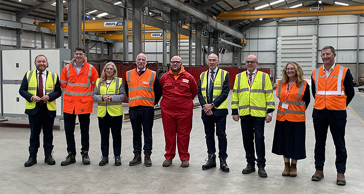 SSEN Transmission and supply chain partners at an event in the Had-Fab steel fabrication yard in East Lothian, Scotland