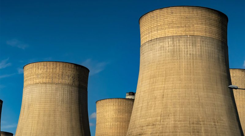 Concept design of advanced modular nuclear reactor site highlighting UK construction and clean energy development