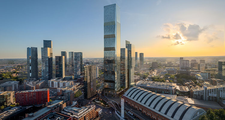 a rendering of the planned Nobu Manchester skyscraper development,