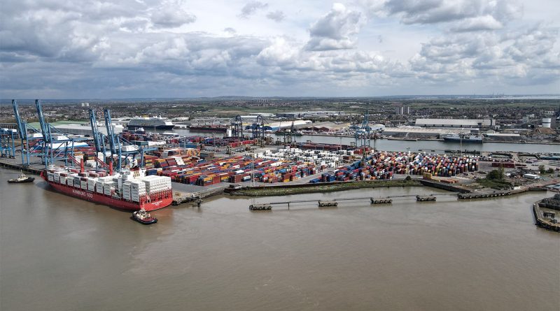 Aerial view of the Port of Tilbury showing land allocated for the Tilbury3 expansion